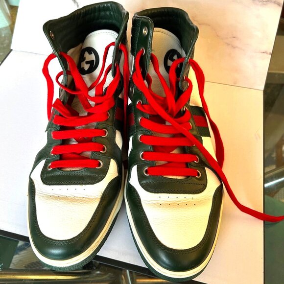 Gucci Other - GUCCI Web Accent Mens shoes - Size 10 1/2 G  11 1/2 US- Hi Top Sneakers Preworn